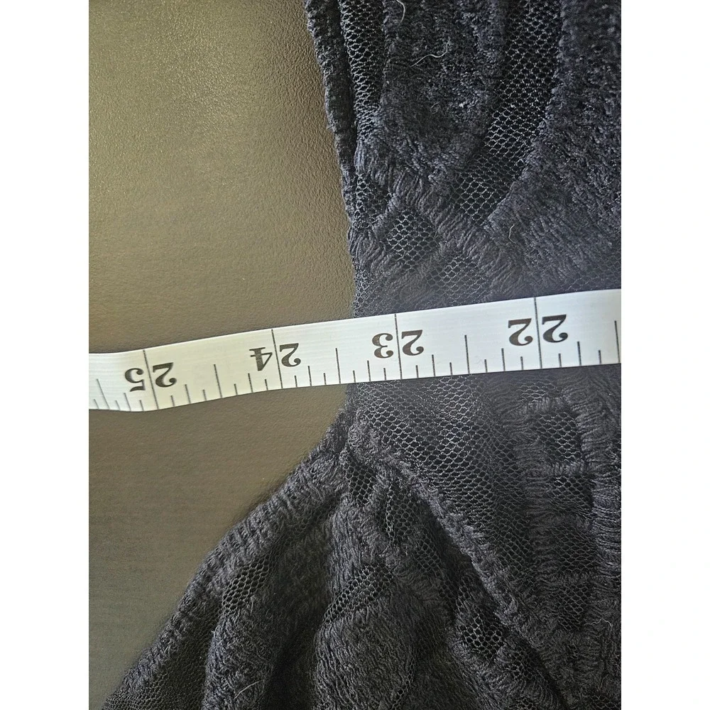 Black Lace Kimono Cardigan Sheer Duster Open Front‎ Boho Festival Witchy Gothic - Picture 4 of 7